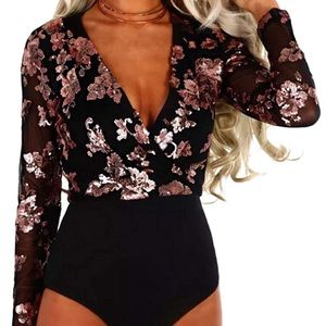 Floral Sequin Bodysuit